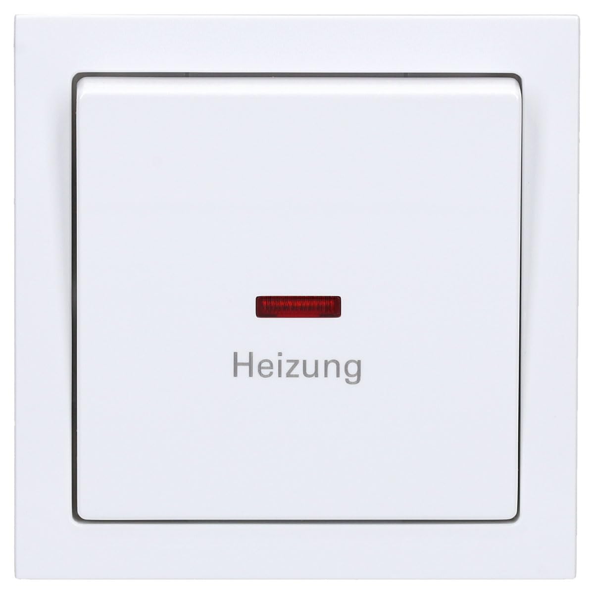 Busch-Jaeger (Original) Komplettset Heizung-Not-Schalter–Heizungsnotschalter 2-polig mit Schriftzug: Heizung – Wippkontrollschalter 2-polig mit Beleuchtung, rote Kalotte Typ: Future Linear Studioweiß