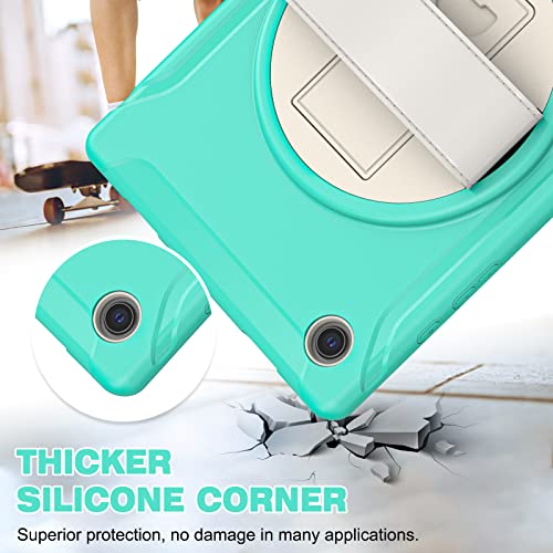 Coque Samsung Tab A8 robuste verte avec finitions premium et béquille rotative - 2