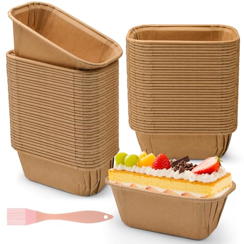 Furuising 100 Pièces Mini Moule en Papier, 8 x 4 x 4 cm Rectangulaire Moules À Gâteaux en Papier...