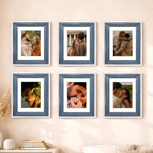 Image of Art Street Luxury Photo Frame for living room, Modern Step Design Photo Frames for Photograph, Art Work, Kids Room Set of 6 (11x14 Inch, Blue)