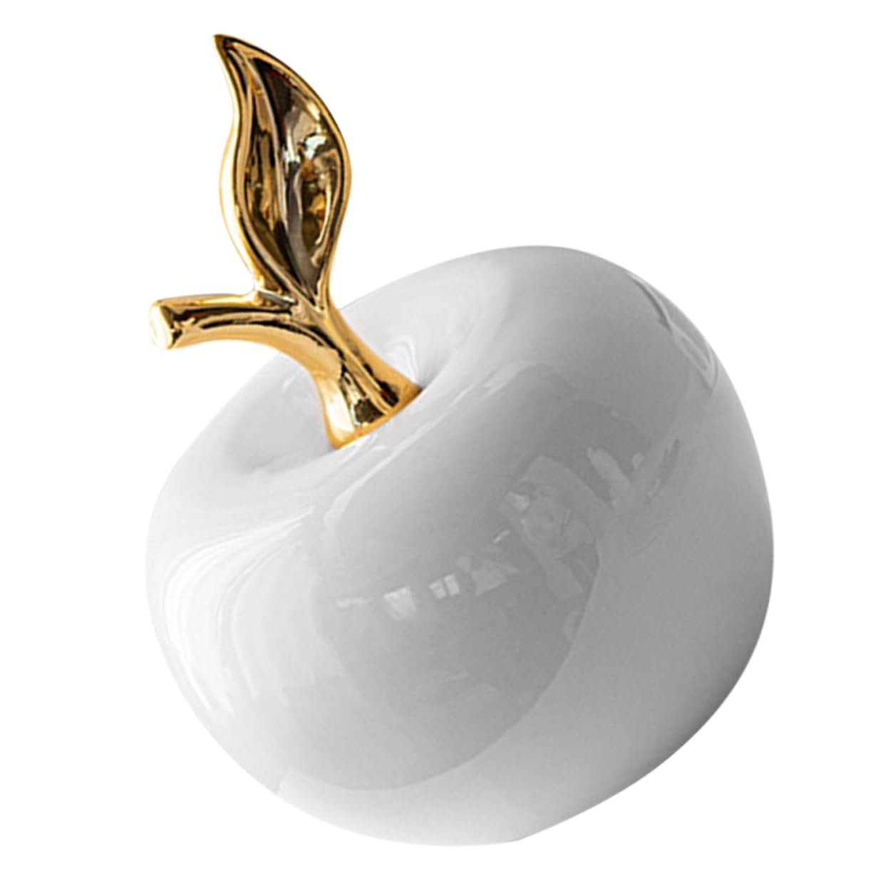 RORPOIR Realistic Ceramic Apple Ornament Small Fruit Model Decorative Mini Figurine for Indoor Desktop and Photography Prop 5.91X4.53X4.53 Inches