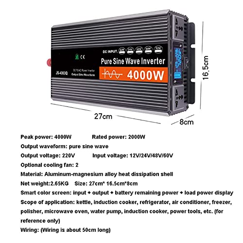 Convertisseur 12V 220V 5000W avec écran LCD et onde sinusoïdale pure - 5