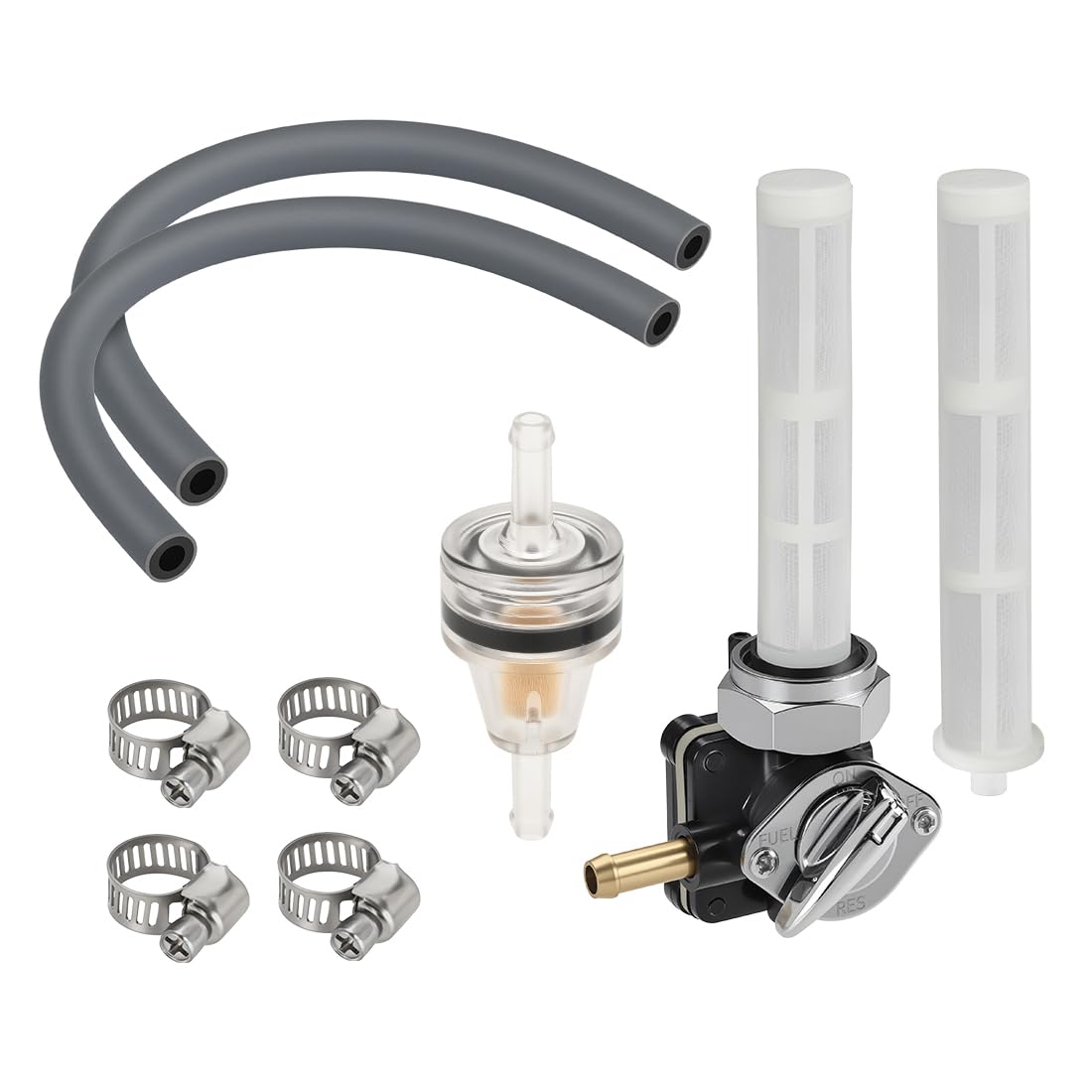 Kraftstoffhahn Petcock 22mm linker Ausgang passend für Harley Softail Custom FXST Dyna Super Glide FXD FXR Heritage Softail FLST FLHR Electra Glide FLHTC Road Glide 1993-2001 Benzinhahn 61338-94D