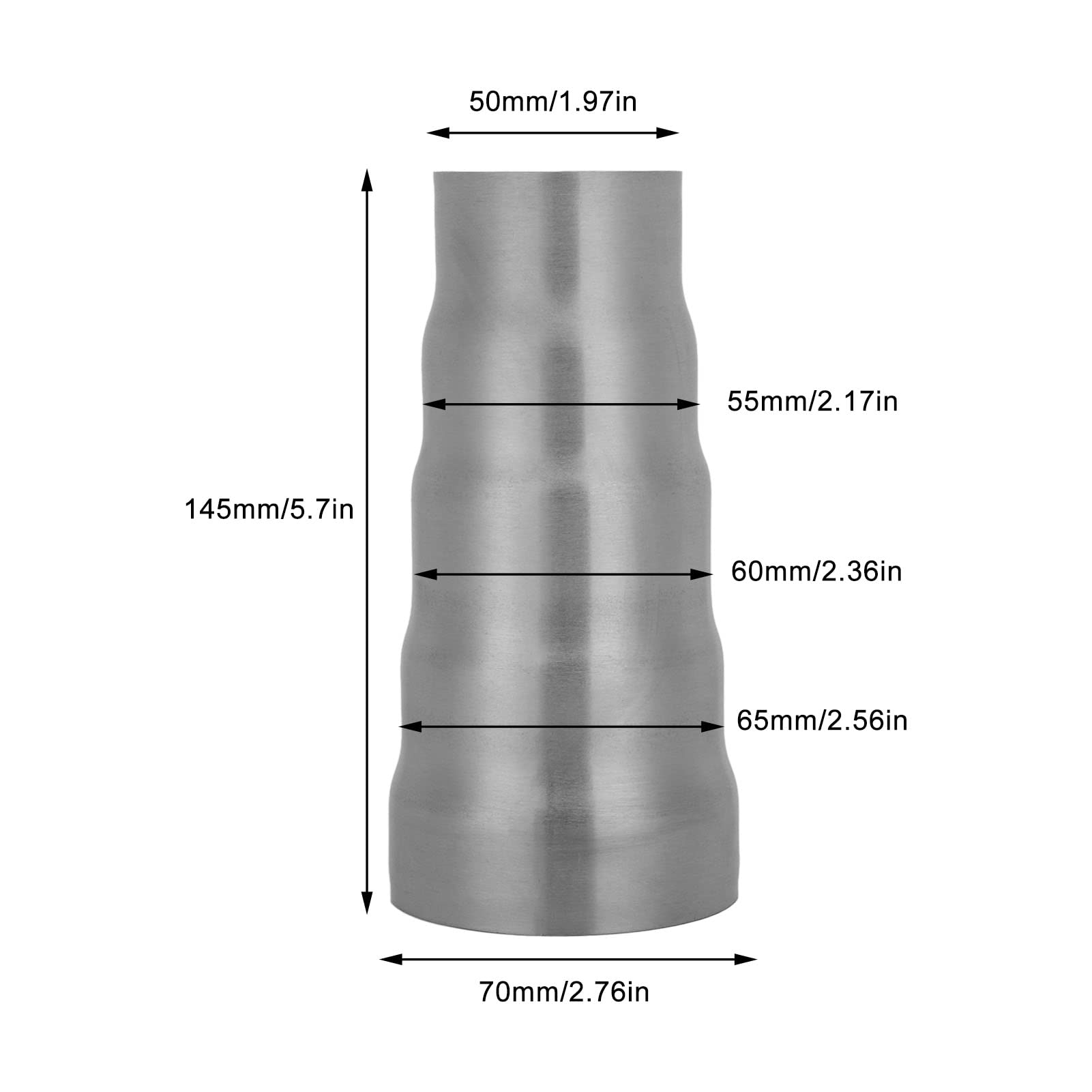 Adattatore Universale Tubo Di Scarico Auto - Riduttore 5 Misure Da 50mm A 70mm In Ferro - Foto 13
