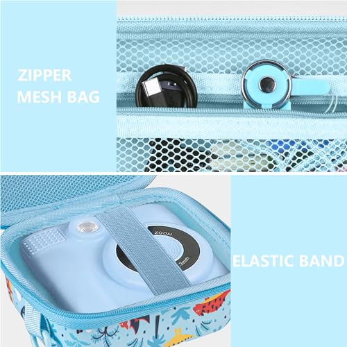 Image of Leayjeen Kids Camera Case Compatible with ESOXOFFORE /Dylanto /GKTZ /HiMont /CAMCLID Kids Camera Instant Print for Christmas Gifts and Birthday Gifts for Kids 3-12 Years Old-Blue Dinosaur(Case Only)