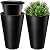 Set of 2 Tall Outdoor Planters 12 x 18 Inch Large Resin Outdoor Planters for Front Porch Flower Round Floor Decorative Indoor Pots with Drainage(Black)