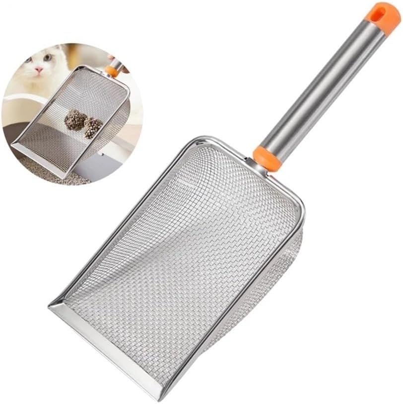 STAINLESS STEEL Reusable Home Scoops Cats Toilet Cleaning Shovel Tool Metal Cat Litter Scoop Heavy Duty Stainless Steel Litter Box Scoop With Ergonomic Handle Cat Cleaning Tools For Multi-Cat Homes