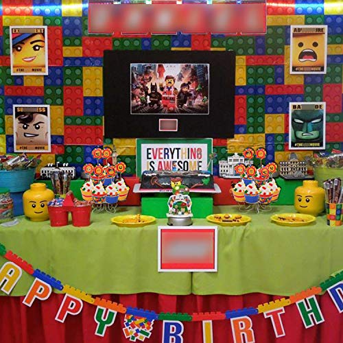 48Pcs Cupcake Toppers And Cupcake Wrappers Liners For Building Blocks Color Bricks Movie Themed Kids Adults Birthday Party Supplies Cake Decorations #TOP6