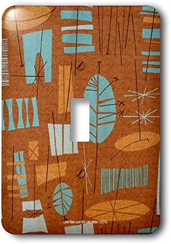 3dRose lsp_4965_1 Retro 50s Atomic Tiki Print Bronze Turquoise - Single Toggle Switch image 2