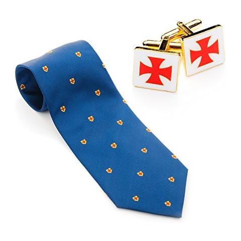Masonic Knights Templar Silk Woven Tie & Matching Cufflinks Cover