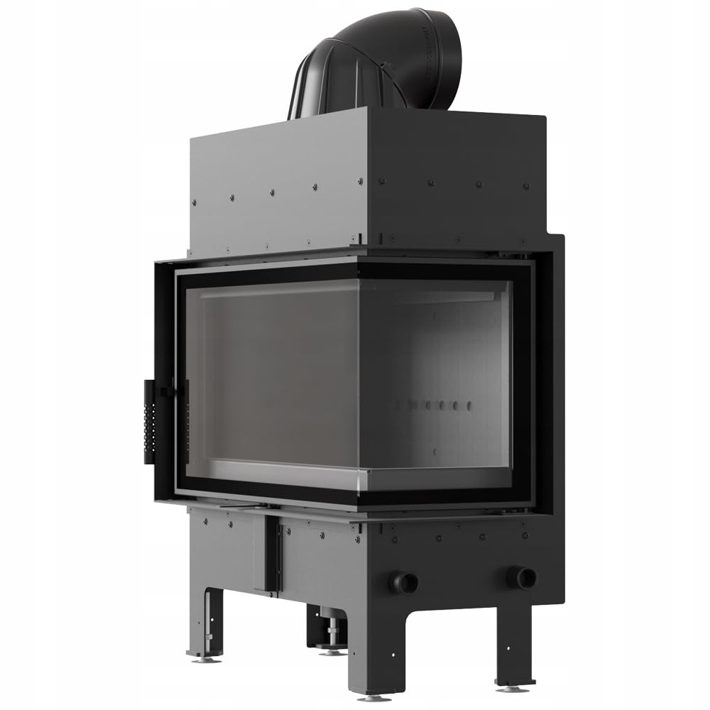 KRATKI Inserto per camino in acciaio a legna FLOKI 10 kW Ø200 destro A+ 12 | Acciaio nero, efficienza 83,6%, classe A+. Ecodesign, BImSchV 2; per recupero calore.; combustione efficiente; M destra fi
