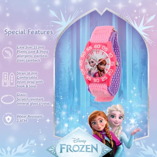Frozen Elsa And Anna Watch For Kids 3-5, Pink Bezel & Pink Nylon Strap, Frozen Watch For Girls, Perfect Watches Kids, Elsa Toys 3-5 Year Olds, Stylish And Fun Girls4