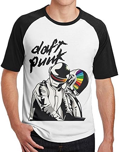 Men's Daft Punk Wallpaper Tee Two Toned Colored Baseball Tees Black