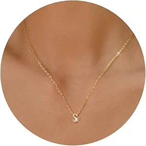 Initial Heart Necklaces for Women - Dainty Cute Necklace Small Layered 14K Gold Plated A-Z Letter CZ Pendant Trendy Satellite Chain Necklaces for Women Non Tarnish Gold Jewelry Set Gift