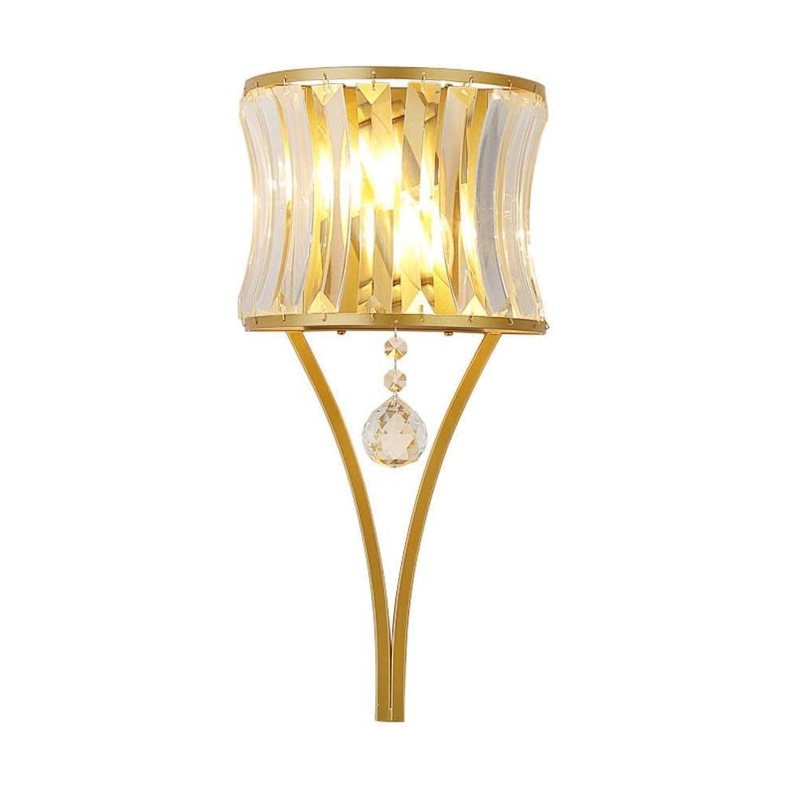 Applique da Parete Moderna in Cristallo, Applique da Bagno, Illuminazione in Metallo Dorato, lampade E14 per Soggiorno, Sala da Pranzo, Camera da Letto, Comodino, Studio, confezion