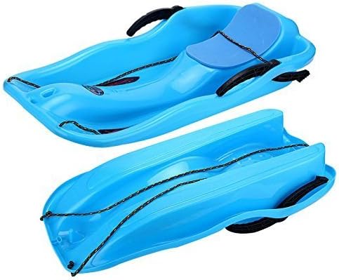 CaliFun Snow Sled Boat Sledge Toboggan Glider with Brakes Downhill Sprinter Winter Toboggan, 34" L x 16" W, Blue