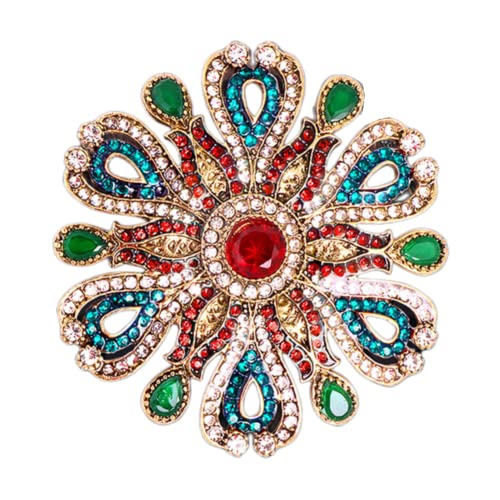 Rhinestone Baroque Flower Brooch Pin For Women Girls Fashion Red Green Crystal Big Snowflake Brooch Lapel Pins Elegant Pendant Dress Accessories Jewelry Boutonniere Corsage Father's Day Gift Christmas Anniversary (Green) #TOP21