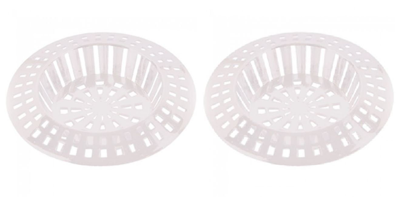 Concept4u White Strainer Sink Plastic 1 Small 1 Large Kitchen Bathroom Bath Shower Hair Trap Food Stopper Waste Filter Plug Basin 33Mm & 45Mm