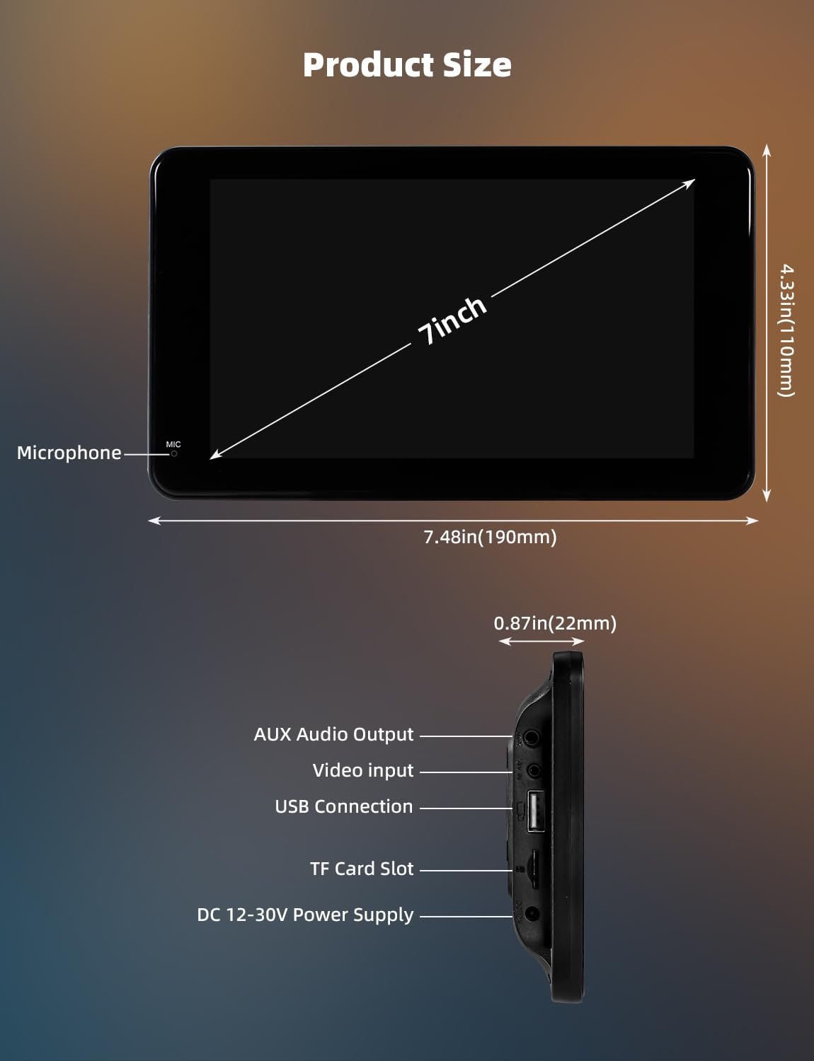 Pantalla 7 Pulgadas CarPlay, Pantalla Android Auto 2025 Mejorada, Pantalla CarPlay Buddy con navegación, Control por Voz, Mirror Link, Pantalla táctil, Reproductor Multimedia para Car Play Coche