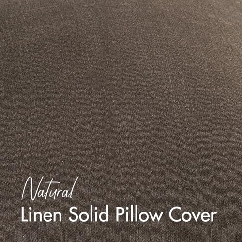 Image of Decorative Linen Solid Throw Pillow Covers 20x20 Inch Set of 2 Coffee Boho Accent Farmhouse Pillows Modern Neutral Home Decor for Couch Sofa Living Room Bed