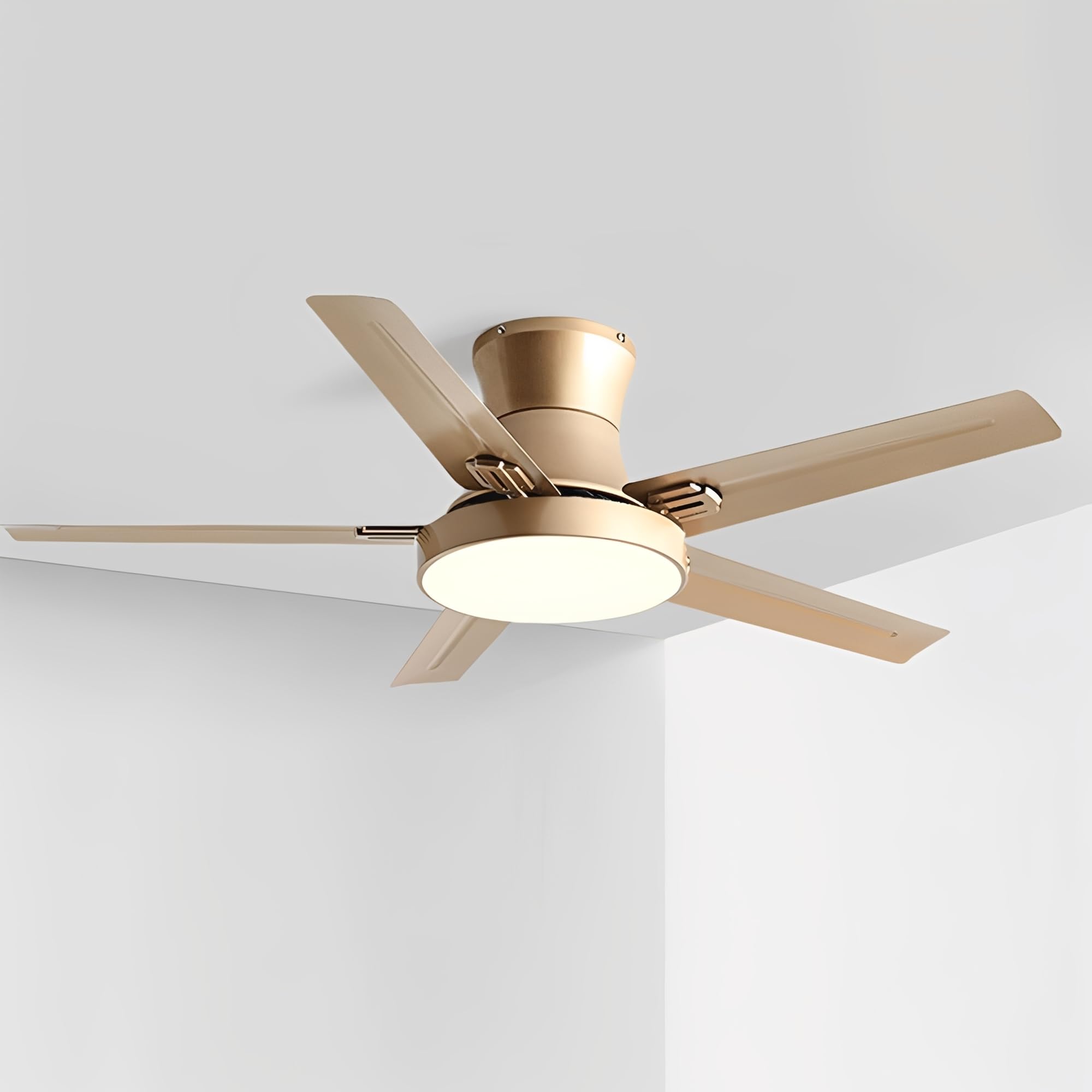 HXYSXHJUO Indoor Remote 52in Ceiling Fan with Light 6 Speed Silent Fans LED Industrial Metal Flush Mount 5 Iron Blades for Bedroom Living Room Restaurant