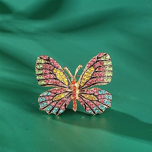 Image of Butterfly Brooch Pins for Women Girls Multicolor Shining Rhinestone Crystal Butterfly Brooch Pin Lapel Safety Pin Corsage Scarf Shawl Clothing Accessories Wedding Party Banquet