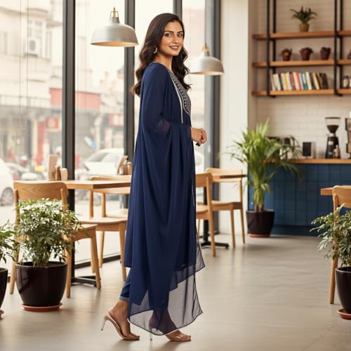 Image of ???? Women s Cotton A-Line Kurta Palazzo Set | Printed Ethnic Co-Ord Set for Office Wear & Festive Look | Comfortable Breathable Fabric Kurti Pant Set for Women, Regular Fit