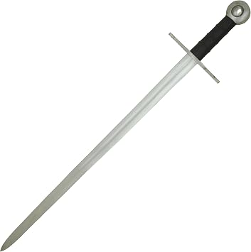 Medieval Warrior European Knights Arming Crusader Sword with Leather Scabbard