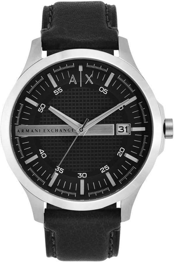 A|X Armani Exchange Men's Watch with Three-Hand Analog Display and Date Window, Watch for Men with Stainless Steel or Leather Band