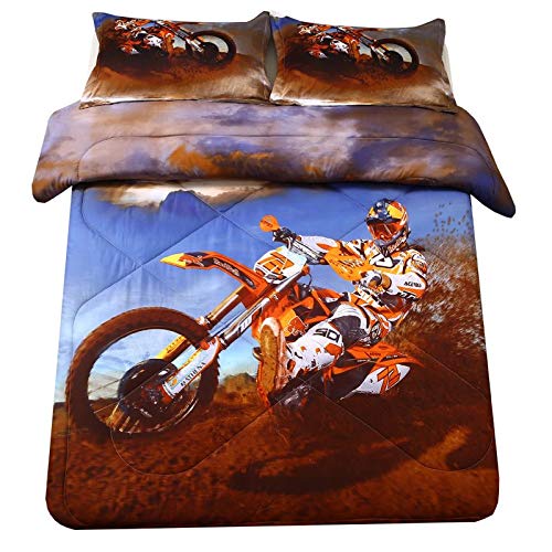 SDIII Xtreme Sports Comforter Sets Full/Queen Size Racing Motorcycle Motocross Bedding Dirt Bike Theme for Teen Boys (Full/Queen, Motocross Comforter)