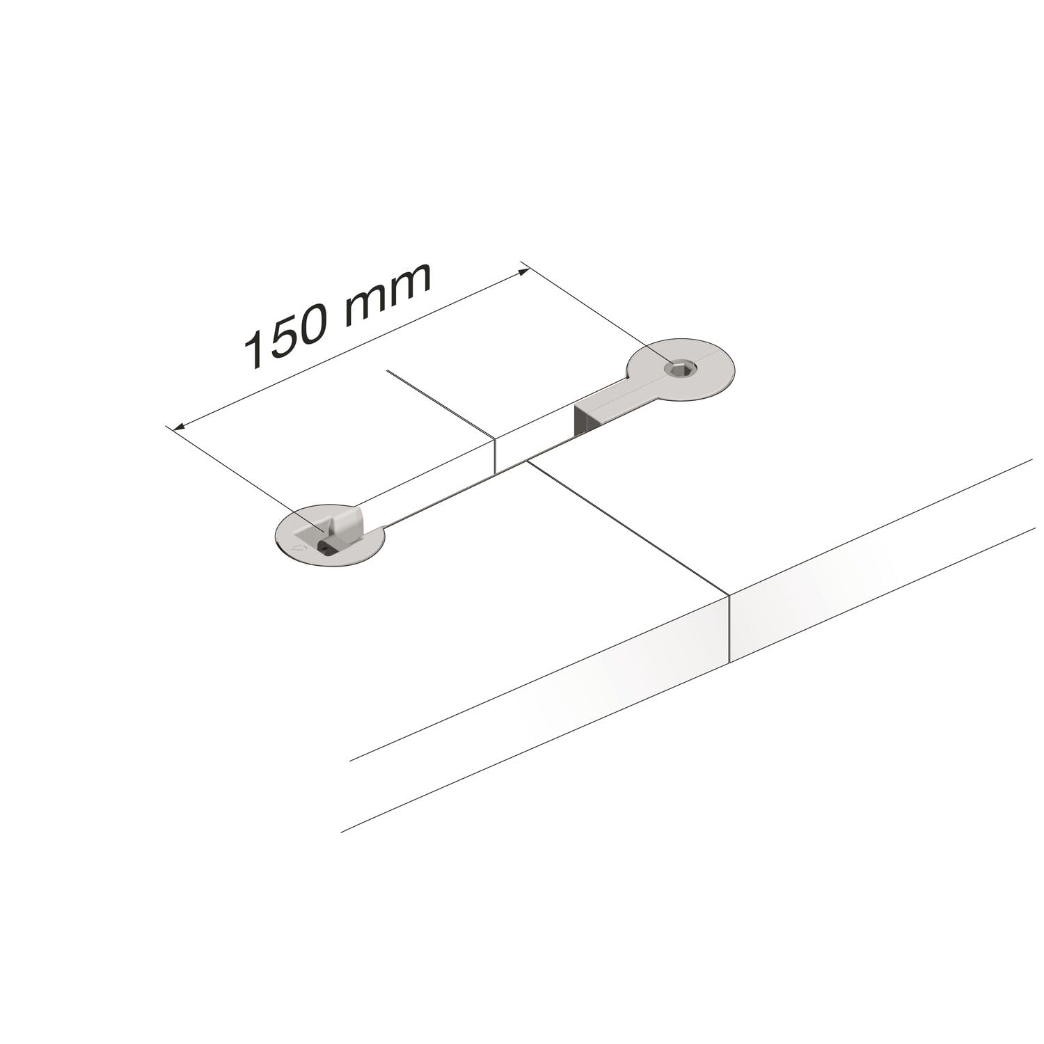vasalat Quick-Tech - Conector de encimera (4 conectores M8 x 150 mm, para encimeras con un grosor mínimo de 25 mm, 4 piezas de contraparte)