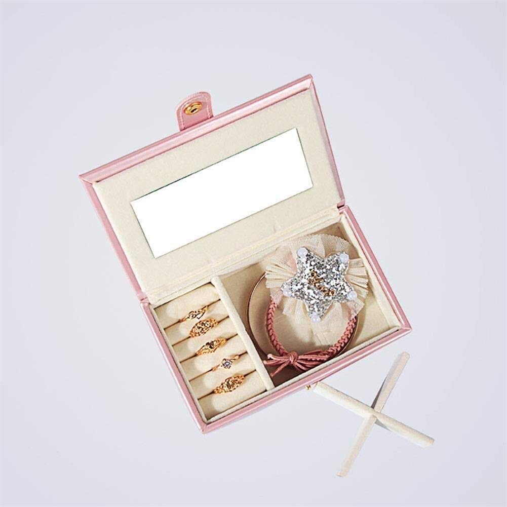 Cajas de joyería Caja de almacenamiento de joyería portátil de cuero para anillo, collar, pendientes, joyero para mujer (color: rosa)