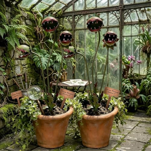 Pilxerai Whimsical Metal Carnivorous Plant Garden Stake, Venus Flytrap Monster Plant Sculpture,Outdoor Decorative Plant Stake Sculpture for Lawn Garden Patio Yard Decor, Unique Garden Gift (1PCS) - 4