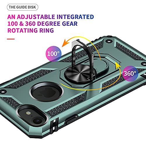 Sunremex Military-Grade Iphone 6/6S/7/8 Case With Tempered Glass Screen Protector & Kickstand - Dark Green #TOP6