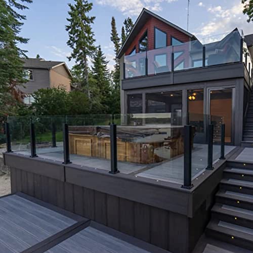 RavgeN Glasbalustradenpfosten, Innen- und Außenbalkon/Flurtreppe/Deck, Glasgeländerpfosten-Leitplankenklemme, Schwarze quadratische Glasabsperrsäule (Farbe: Farbe Grau, Größe: 115 cm/45,3 Zoll) – Bild 3