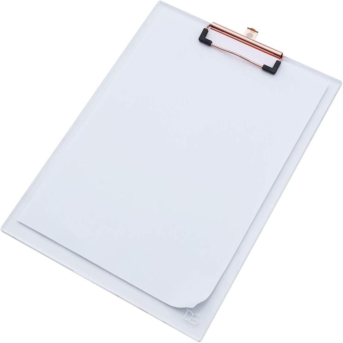 Clear Rose Gold Acrylic Clipboard by Draymond Story - Fits 9x12 inches A4 Paper