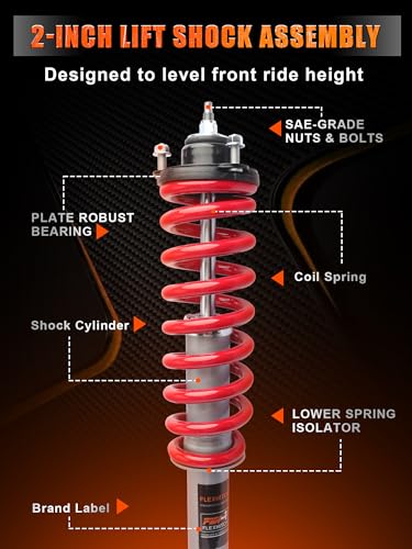 2" Lift Leveling Struts for 2005-2023 Tacoma 4WD, Pre-Loaded Coil Spring, Eliminate Factory Rake, Bolt-On Installation, Smooth Factory-Like Ride by FlexHitch - Image 6