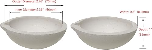 Miniatura 2 de 4 piezas de 2.76 pulgadas de cerámica de cuarzo, para derretir oro, plata, cobre, pinzas para látigo, mango de 2A, olla para refinar joyas