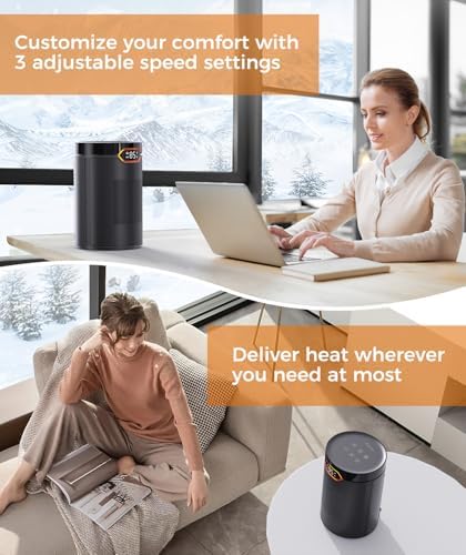 BREEZOME Space Heater,1500W PTC Ceramic Portable Electric Heaters,Black - image 7