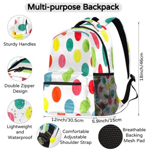 Sac à dos cercles colorés grand format pour école et ordinateur
