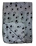 Gray Fleece 39 x 27 Inch Pet Blanket with Paw Print Pattern - Animal Supplies by bogo Brands