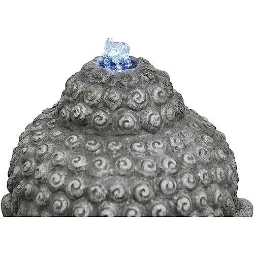 Hanover 20.5-In. Buddha Head Statue Indoor Or Outdoor Water Fountain With Led Lights For Home, Garden, Yard, Patio, Deck, And Porch #TOP1