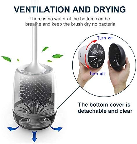 MEKEET Silicone Toilet Brush and Holder,Bathroom Toilet Brush Holder Set,Silicone Toilet Cleaning Brush Kit with Soft Bristle Brush (Flooring Upgrade)