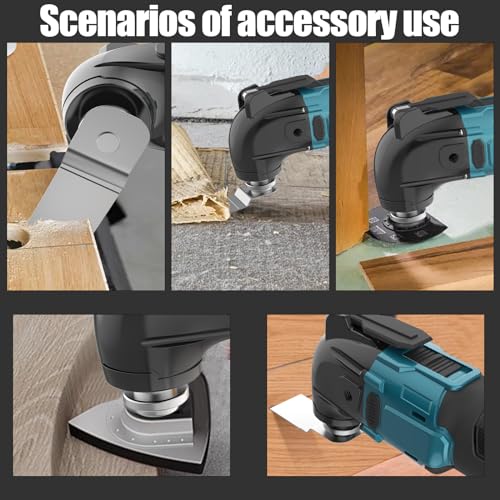 18V Akku Multifunktionswerkzeug mit 3.0ah Akku*2 Ladegerät,22pcs Zubehör, 6 Geschwindigkeitsmodi(von 8500-22000U/min)4° Oszillationswinkel, zum Schneiden, Schnitzen, Bohren – Bild 7
