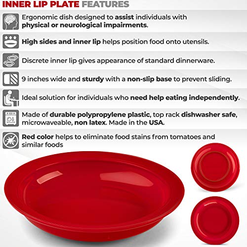 Providence Spillproof Lip Plates for Disabled Adults Inner Lip Dish for Adults - Lip Bowl - Adaptive Plate for Independence - Non Slip Plate for Disabled Adults - 9
