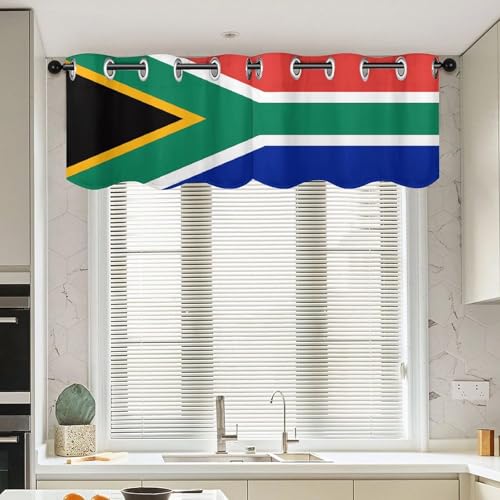 Cortinas opacas con bolsillo para cortinero y estampado de bandera de Sudáfrica 4