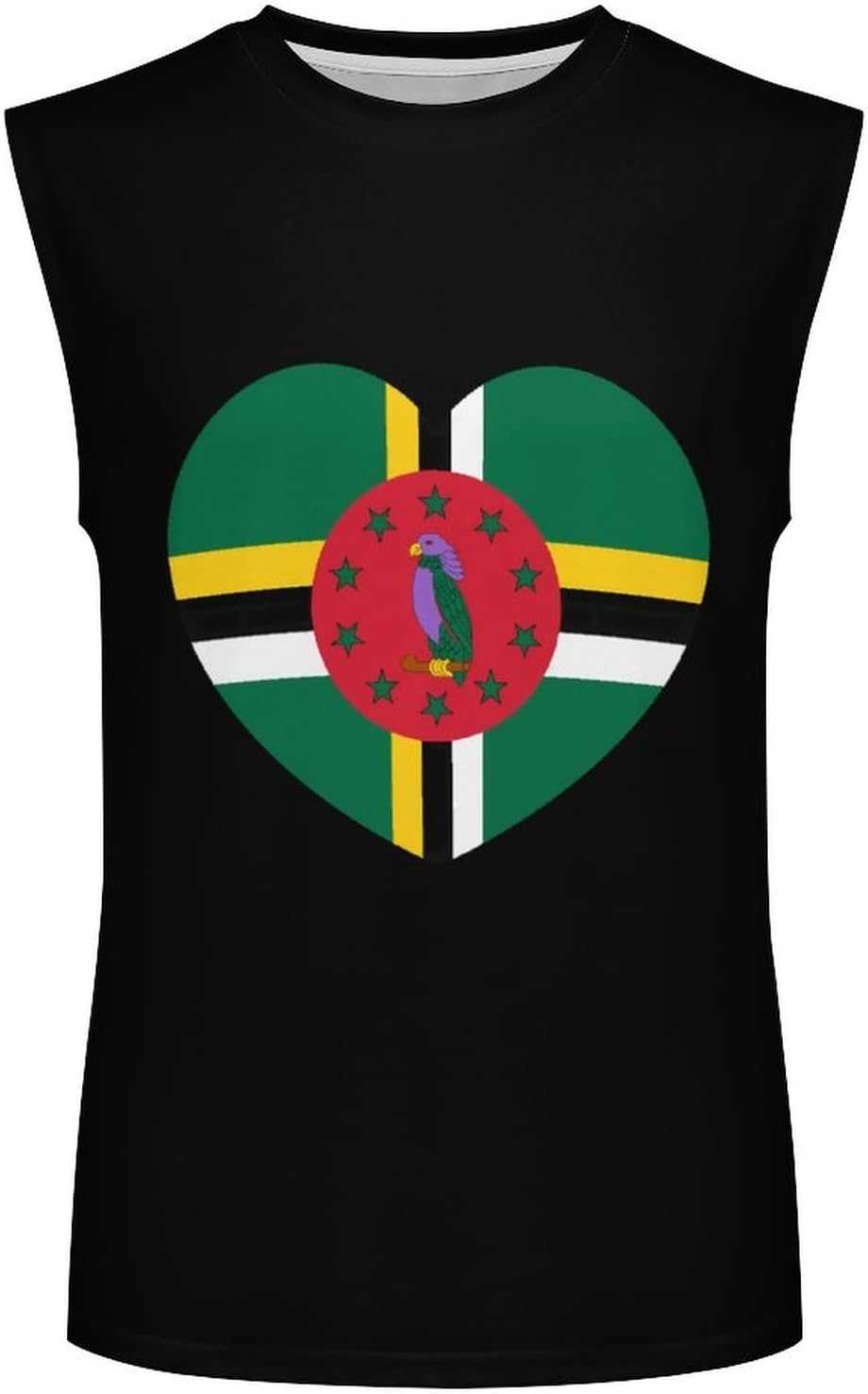 Dominica Flag Heart Men Summer Sleeveless Crew Neck Top 5XL