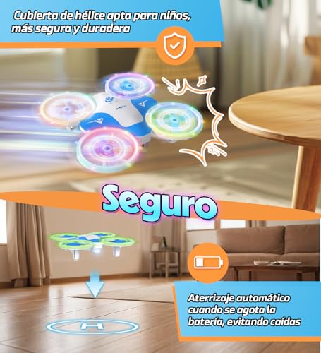 Miniatura 6 de Korffe Mini Dron Para Niños De 6, 7, 8, 9 Y 10 Años, Avión Teledirigido De Juguete Para Niños Y Principiantes Con Luces Led, Ideal Para Interiores Y Exteriores, Ideal Como Regalo Para Y Niñas