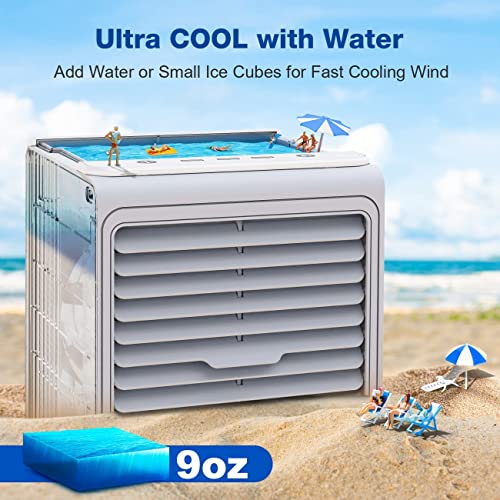 7" Mini Portable Air Conditioner, 3-In-1 Small Evaporative Air Cooler, 2000Mah Battery Powered &Usb Rechargeable Personal Air Cooler W/Humidifier, 3 Speed, Quiet Desk Fan For Room Office Car Camping #TOP4