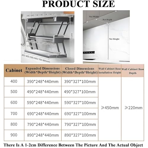 Étagère de rangement sous armoire alu, panier pliable 2 couches - 3